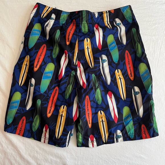 NWT Nautica Mens Swim Trunks Surf Board Print Shorts Size 34 Medium - Picture 2 of 6